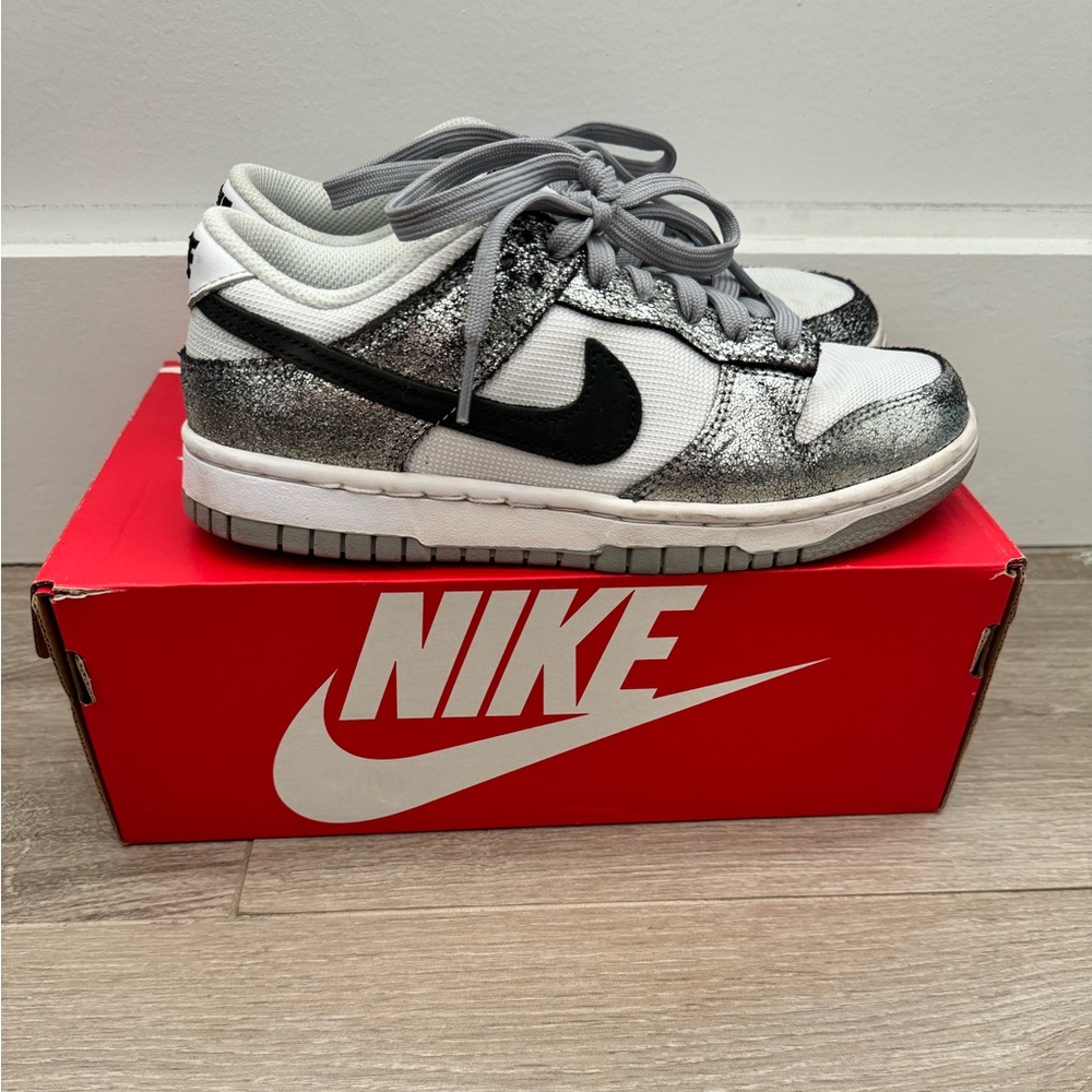 Women’s Nike Low Dunk (Metallic & White)